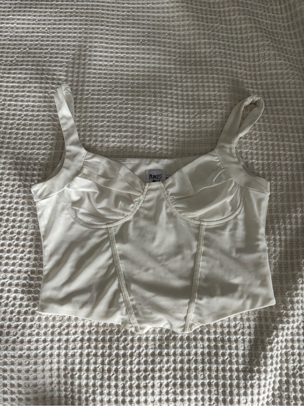 Princess Polly Cream Satin Underwire Bustier Tank